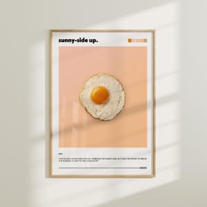 Sunny Side Up Egg Wall Art with Quotes, Retro Breakfast Poster, Fun Kitchen Decor, Inspirational Egg Print, Dining Room Art, Food Lover Gift
