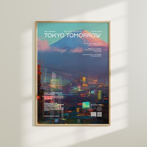 Mount Fuji Futuristic Wall Art, Neon Cyberpunk Japan Print, Tokyo Anime Landscape Poster, Sci-Fi Aesthetic Room Decor Download, Japan Art