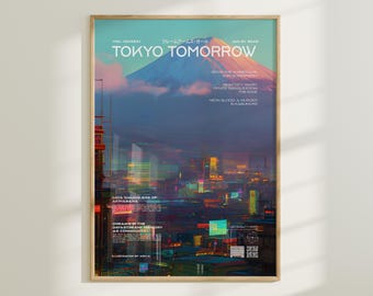Mount Fuji Cyberpunk Print, Tokyo Anime Art (Digital Download)