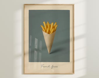 Plakat artystyczny „Frytki” – retro kuchnia (do pobrania cyfrowego)