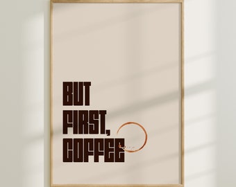But First Coffee Typography Print, Minimalist Art (Digital Download)