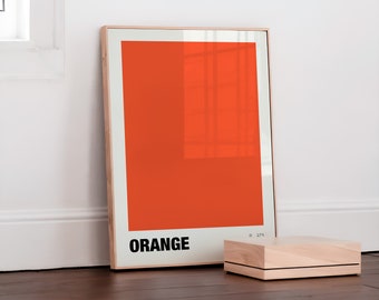 Mid Century Modern Orange Color Block Print, Bauhaus Art (Digital Download)