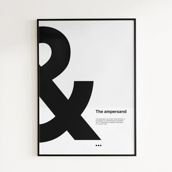 The ampersand typography, Black typography poster, Minimalistic wall art, Abstract, Helvetica, Typographic style, Grey Office poster