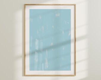 Light Blue Abstract Wall Art, Minimalist Watercolor Brush Strokes Print, Neutral Aesthetic Poster, Soft Blue Modern Home Decor, Blue Art