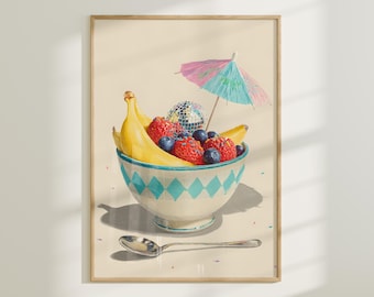 Fruit Bowl Kitchen Print – Colorful Food Art (Digital Download)