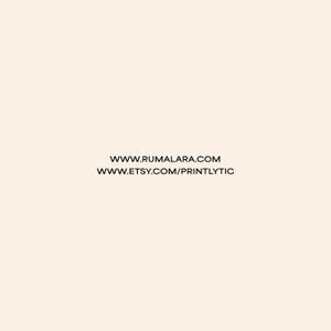 Puede incluir: Direcci&oacute;n del sitio web para Rumalara y la tienda Etsy Printlytic.