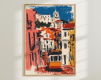 Retro Lisbon Print – Warm Toned Portuguese Architecture (Digital Download)