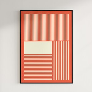Orange Bauhaus Print Set, Retro Minimalist Wall Art (digital Download ...