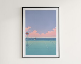 Anime Swimming Pool Print | Minimalist Wall Art (Digital Download)