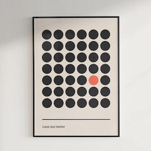 Mid-Century Art Print, Bauhaus Exhibition Poster, Printable Minimalist Wall Art, Geometric Art Print, black print, less but better art