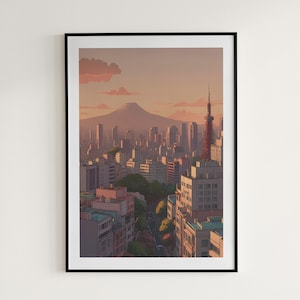 Tokyo Wall Art, Tokyo Japan Poster, Tokyo Travel Art, Japan Painting, Asia Home Decor, Tokyo City Art, Tokyo Japan Gift, Muted color art