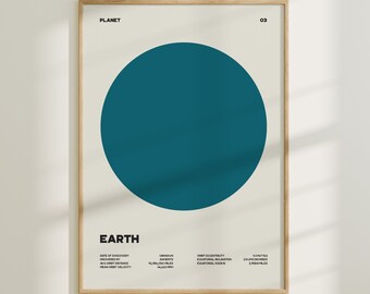 Retro Solar System Print Set, Minimalist Space Wall Art (Digital Download)