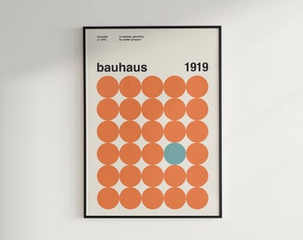 Bauhaus Exhibition Poster, Mid-Century Modern Geometric Art (Digital Download)