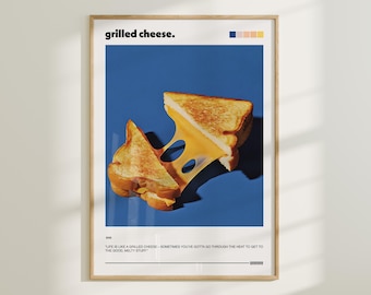Grilled Cheese Sandwich Art Print, Modern Kitchen Decor (Digital Download)