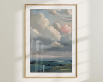 Appalachian Mountain Print, Spring Flower Field, Watercolor Landscape (Digital Download)