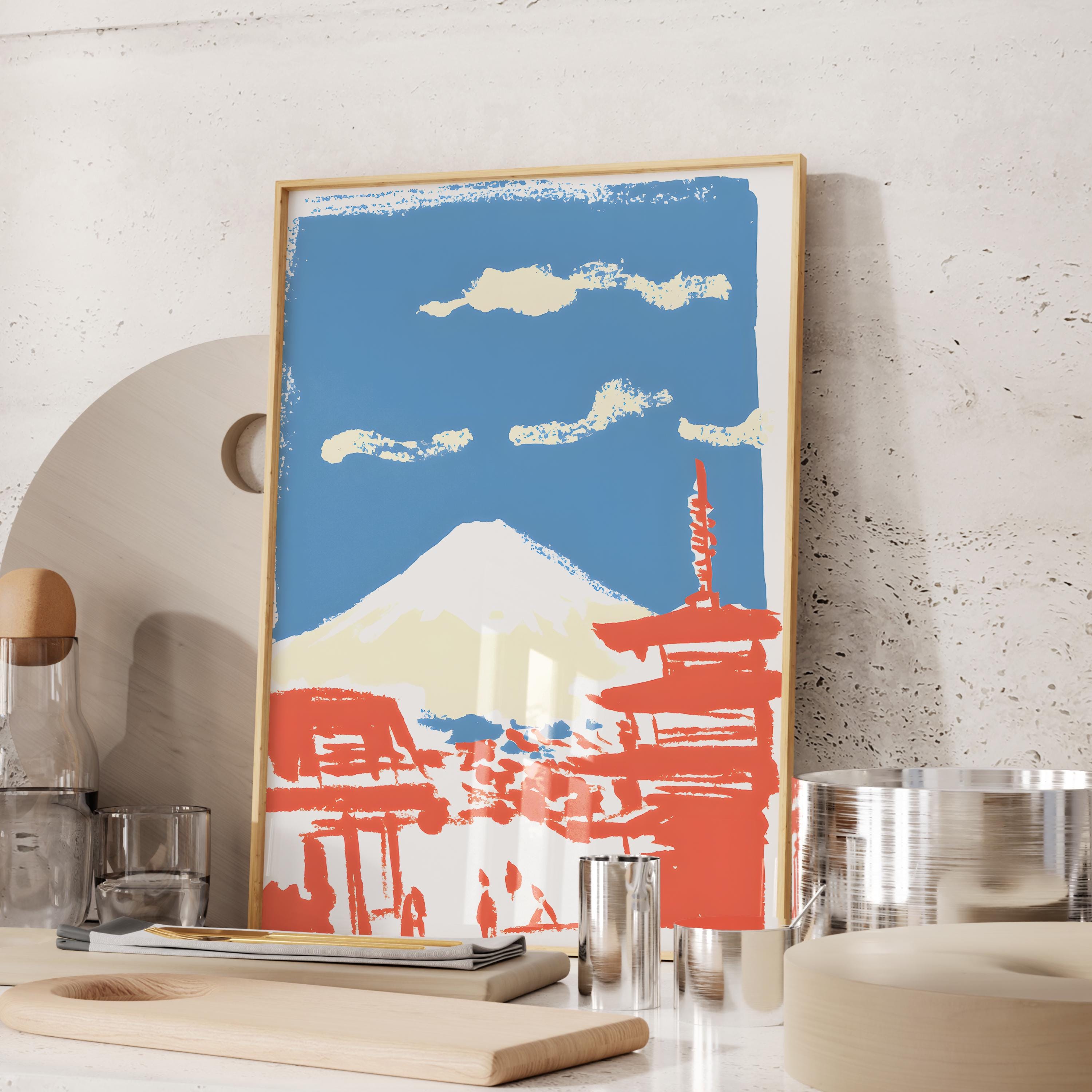 Vintage Mount Fuji Travel Poster – Retro Japan Wall Art (digital ...