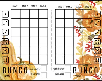 Printable Thanksgiving Fall Bunco Cards Bunko Printables Download ...
