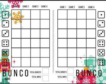 Christmas Bunco Cards Digital Download