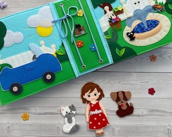 Quiet book Dollhouse pattern, Felt Busy book pattern pdf, Felt doll Pattern with clothes set, Dress up Doll, Felt dollhouse book for girl