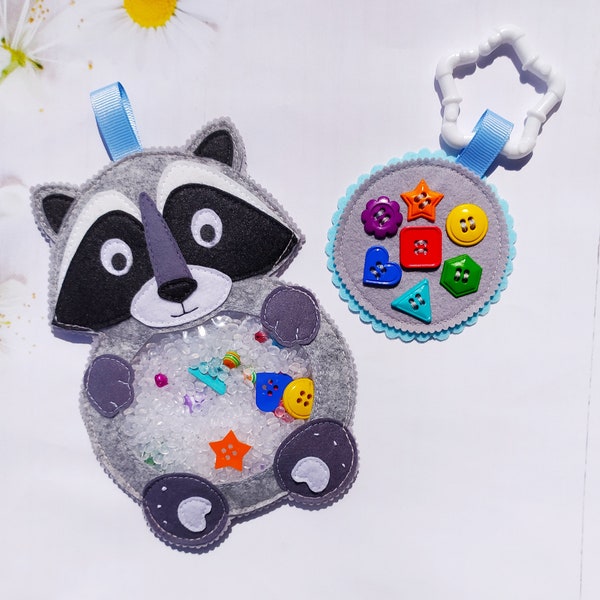 Raccoon I spy bag pattern for toddlers, I spy game, Busy Bag activity tutorial, Autism sensory toys for kids, Felt toy pattern, Travel Toys