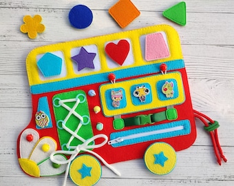Felt montessori busy board pattern, Baby sensory board pdf,  Quiet book pattern, Soft  activity toys, Felt sewing pattern pdf for boys