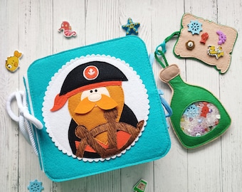 Pirate Quiet book pattern PDF & Tutorial pages, Felt book pattern svg, Quiet book ideas, Sensory toys, Pdf felt sewing pattern for toddler