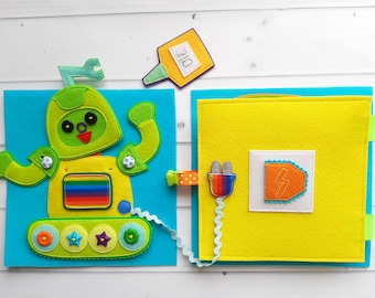 Robot Quiet book Pattern, Felt book template pdf, Soft montessori book pattern, Busy book sewing ideas for kids 2, 3, 4 year old