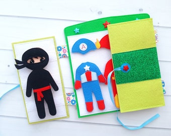 Superhero felt doll pattern with wardrobe, Boy Felt Doll with sets of clothes pattern, Felt Pattern pdf for boys 2,3,4,5 year old