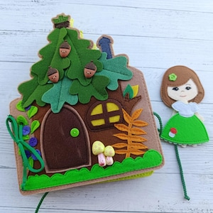 Fairy dollhouse Quiet book pattern, Felt book pattern pdf, Felt doll Pattern with clothes set, Dress up Doll, Busy book pattern for girl