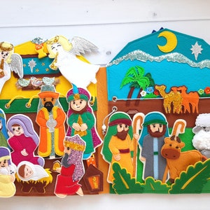 Bible quiet book pattern, Birth of Jesus Felt book pattern, Quiet book ideas, Soft montessori book pattern, Activity book pdf for toddler