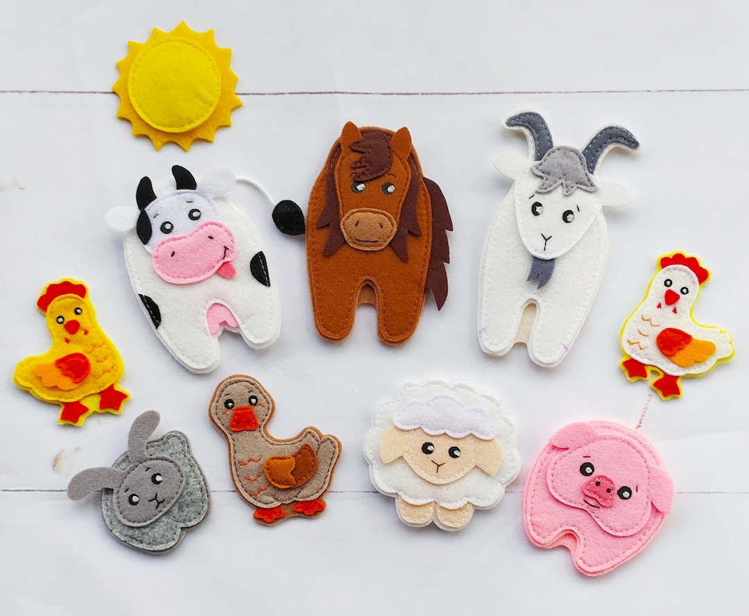 Felt Farm Animals Pattern, Felt Finger Puppet Toys Pattern, Farm Quiet