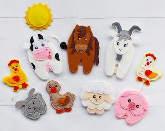 Felt farm animals pattern, Felt finger puppet toys pattern, Farm Quiet Book Pattern, Felt sewing pattern PDF for toddler