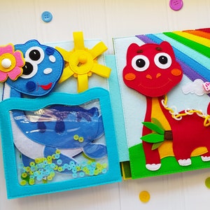 Dinosaur Quiet book Pattern pdf, Dino Felt book pattern pdf, Soft sensory book tutorial, Busy book sewing ideas for kids 2, 3, 4 year old