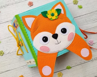 Patrón y tutorial en PDF para libro sensorial de animales, Mini libro del zorro, Patrón SVG para libro de actividades de fieltro, Ideas de costura para libro sensorial para niños de 2 y 3 años