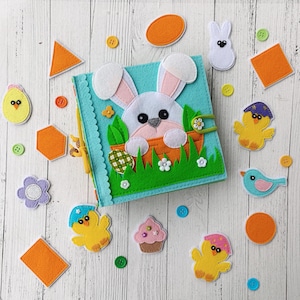 Easter Quiet book pattern PDF & Tutorial pages, Bunny Felt book pattern svg, Quiet book, Sensory toys, Pdf felt sewing pattern for toddler