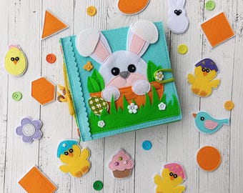 Easter Quiet book pattern PDF & Tutorial pages, Bunny Felt book pattern svg, Quiet book, Sensory toys, Pdf felt sewing pattern for toddler
