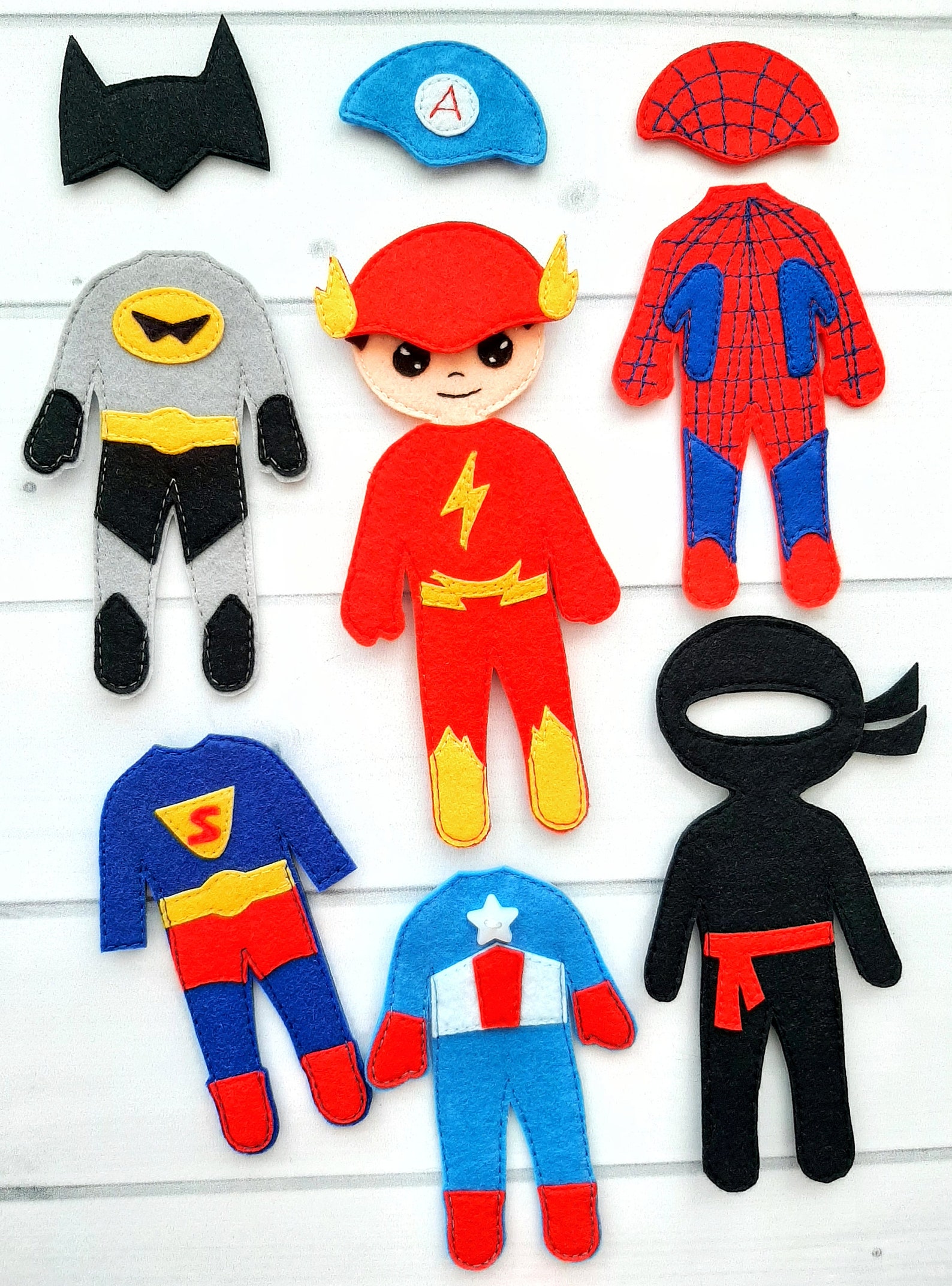 Superhero Felt Doll Pattern With Wardrobe, Boy Felt Doll With Sets of ...
