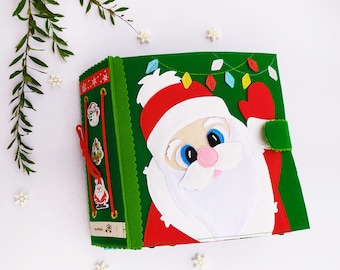 Christmas Quiet Book pattern PDF toddler, Santa's Felt book svg, Baby activity book pdf, Sensory book kids, felt sewing pattern baby