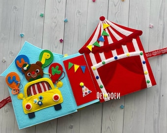 Circus Quiet book Pattern PDF, Activity Felt book pattern, Soft montessori book template, Quiet book sewing ideas for baby 1, 2, 3 year old