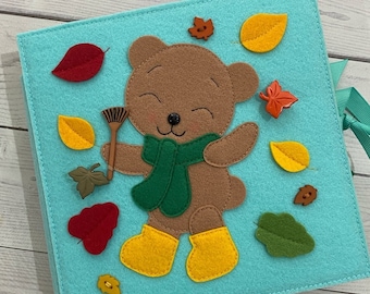 Patrón de libro de actividades de otoño en PDF, patrón de libro de actividades de fieltro en PDF, costura de libro de actividades DIY para niños de 2, 3 y 4 años, tutorial de libro de tela para bebés