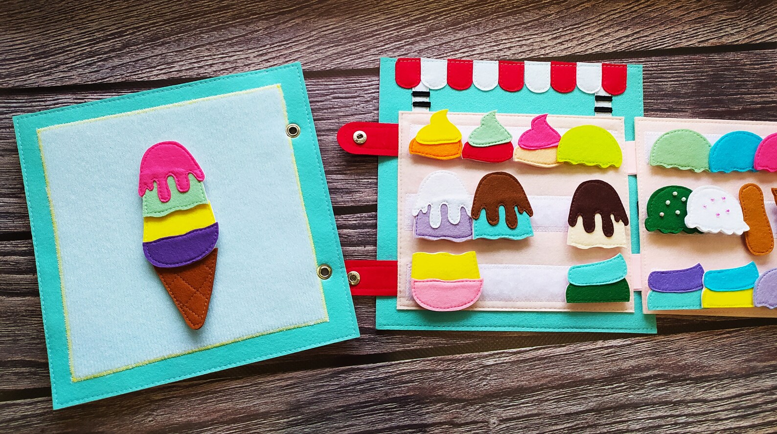 Ice Cream Quiet Book Pattern , Kitchen Felt Book Template Pdf, Soft ...