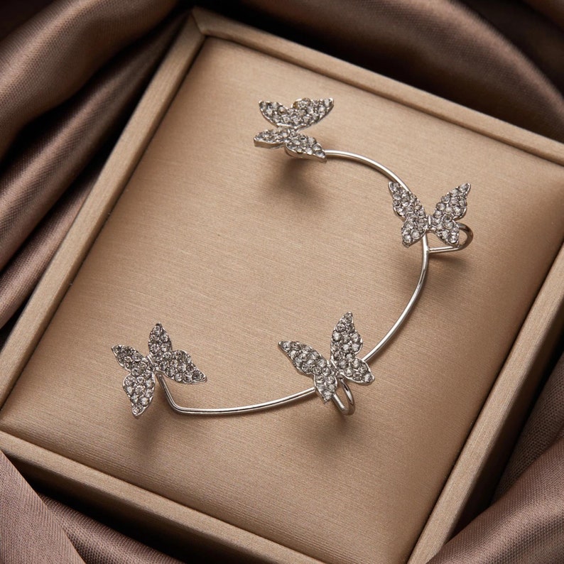 Butterfly earrings non piercing ear cuff party earrings image 7