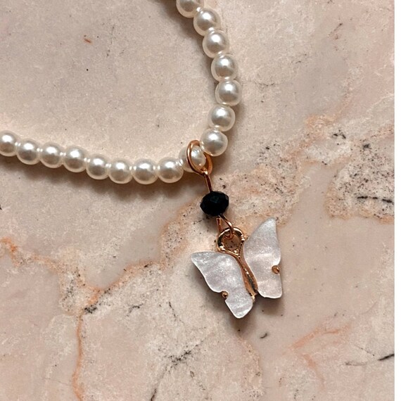 Butterfly Necklace Beaded Butterfly Necklace Charm Etsy
