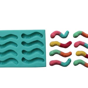 Saure Würmer Gummy Worms Silikonform, Süßigkeiten Harzform, Wachs, Ton und mehr