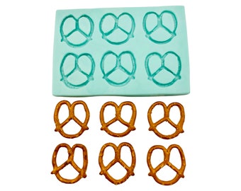 Life size mini pretzel silicone mold 6 cavity