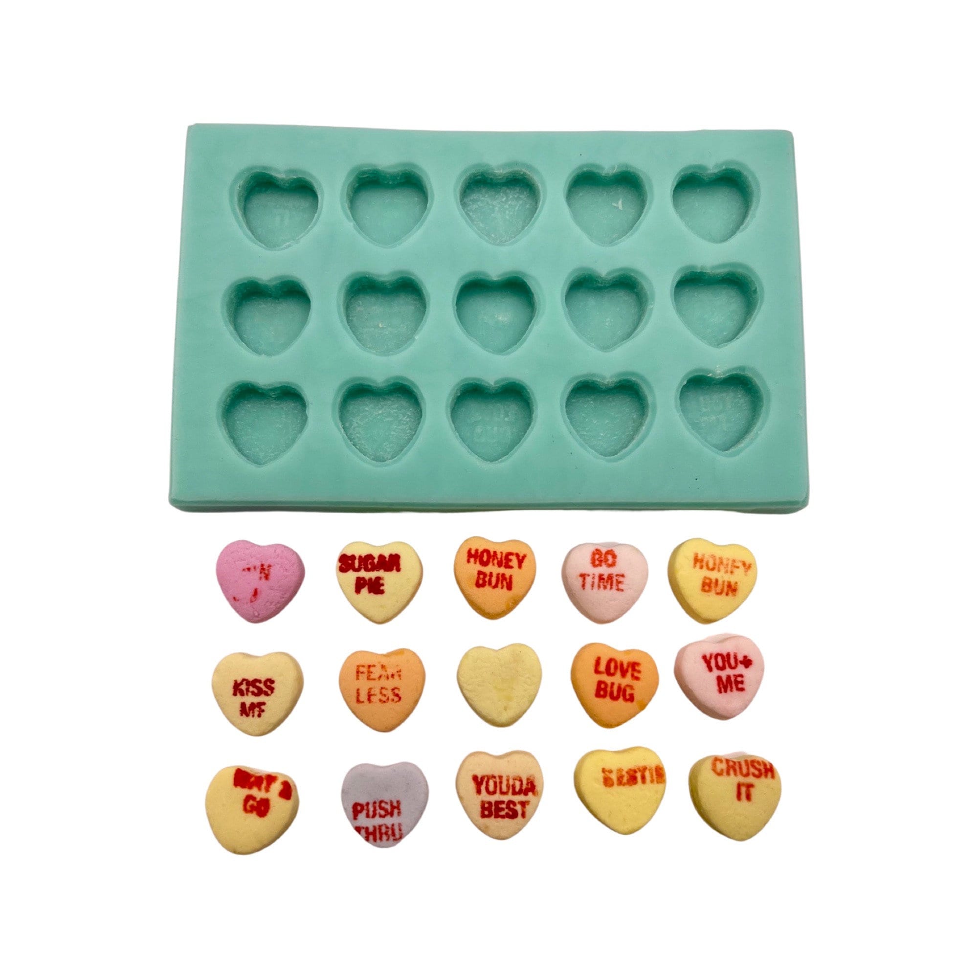 Candy Hearts Mold, Conversation Heart Candy Mold, Silicone Heart Mold