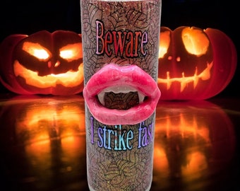 Labios de vampiro rosados 3D // taza de vaso amante de los vampiros // regalo para ella //Halloween