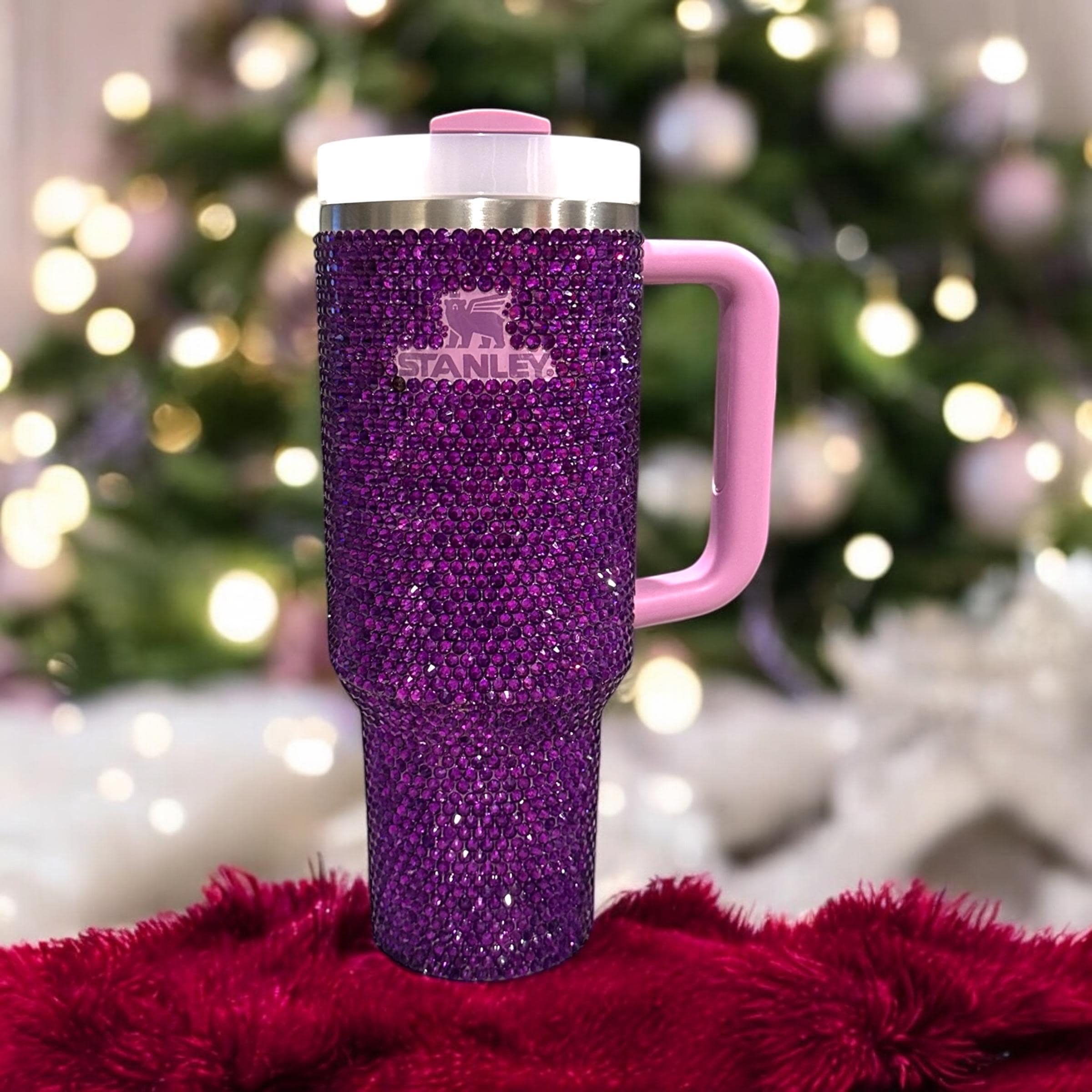 Stanley 40 Oz Blinged /glass Rhinestoned Purple-lavender Stanley