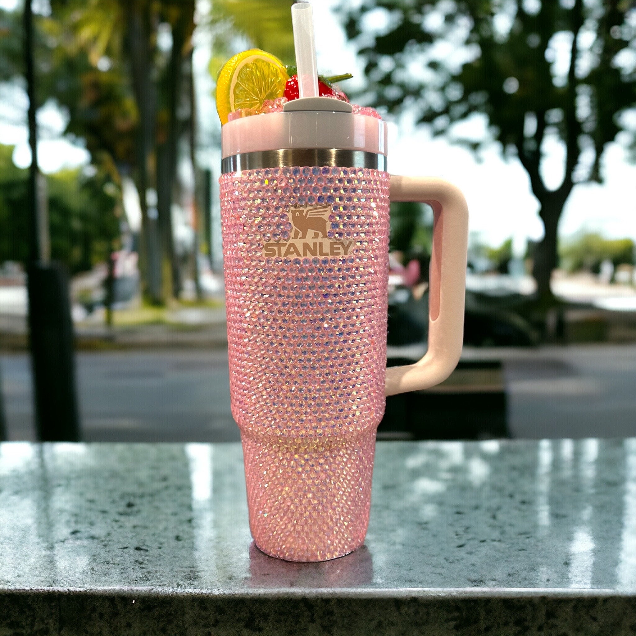 Stanley 30 oz blinged /rhinestoned Pink Stanley cup/ Authentic Stanley cup