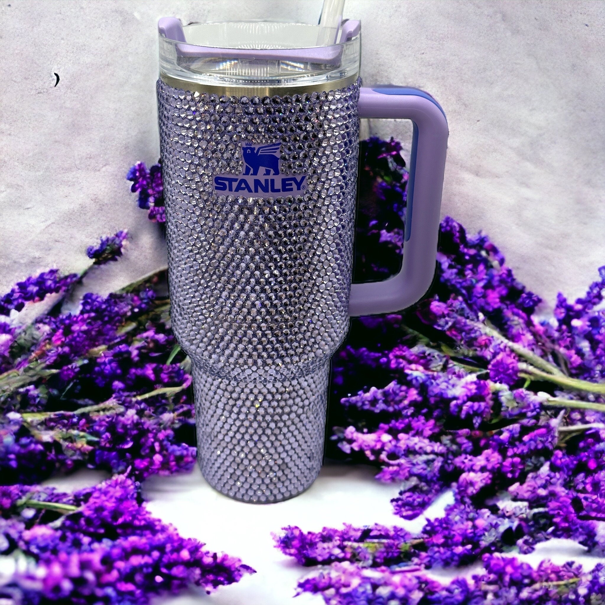 Stanley 40 Oz Blinged /glass Rhinestoned Purple-lavender Stanley